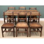 REFECTORY TABLE, 76cms H, 153cms W, 84cms D & 6 CHAIRS (four - 87cms H, 47cms W, 34cms D and two -