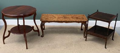 FURNITURE ASSORTMENT (3) - walnut Long John coffee table, 42cms H, 106cms W, 44cms D, a whatnot with
