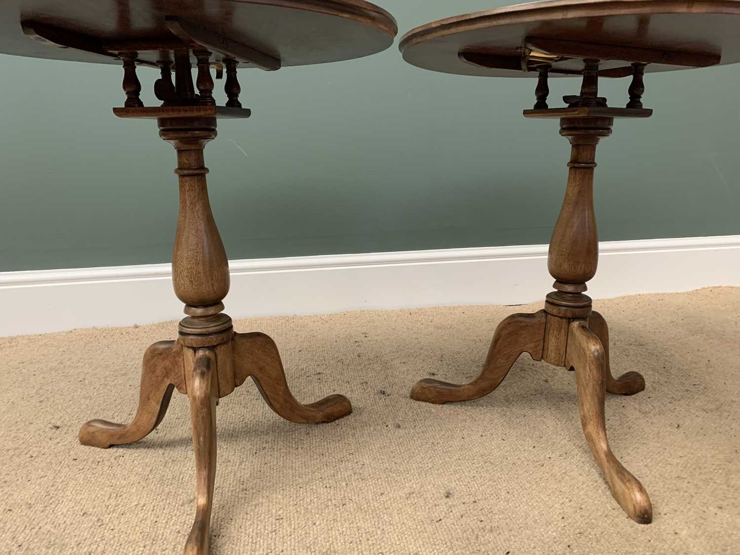 TWO MAHOGANY BIRDCAGE TRIPOD TABLES having circular tops, near pair, 82cms H, 56cms diameter - Image 2 of 3