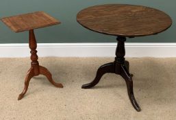 OCCASIONAL TABLES (2) - a circular topped tripod table, 68cms H, 72cms diameter and a square