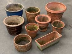 SELECTION OF GARDEN PLANTERS (9), various shapes and sizes, 34 x 42cms the largest