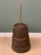19th CENTURY OAK BUTTER CHURN 'BEDDAU GNOC', with lid, previously on display at The National Trust