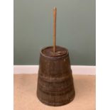 19th CENTURY OAK BUTTER CHURN 'BEDDAU GNOC', with lid, previously on display at The National Trust