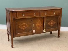 MAHOGANY SIDEBOARD with attractive inlay to the front, having two drawers and two cupboards, on