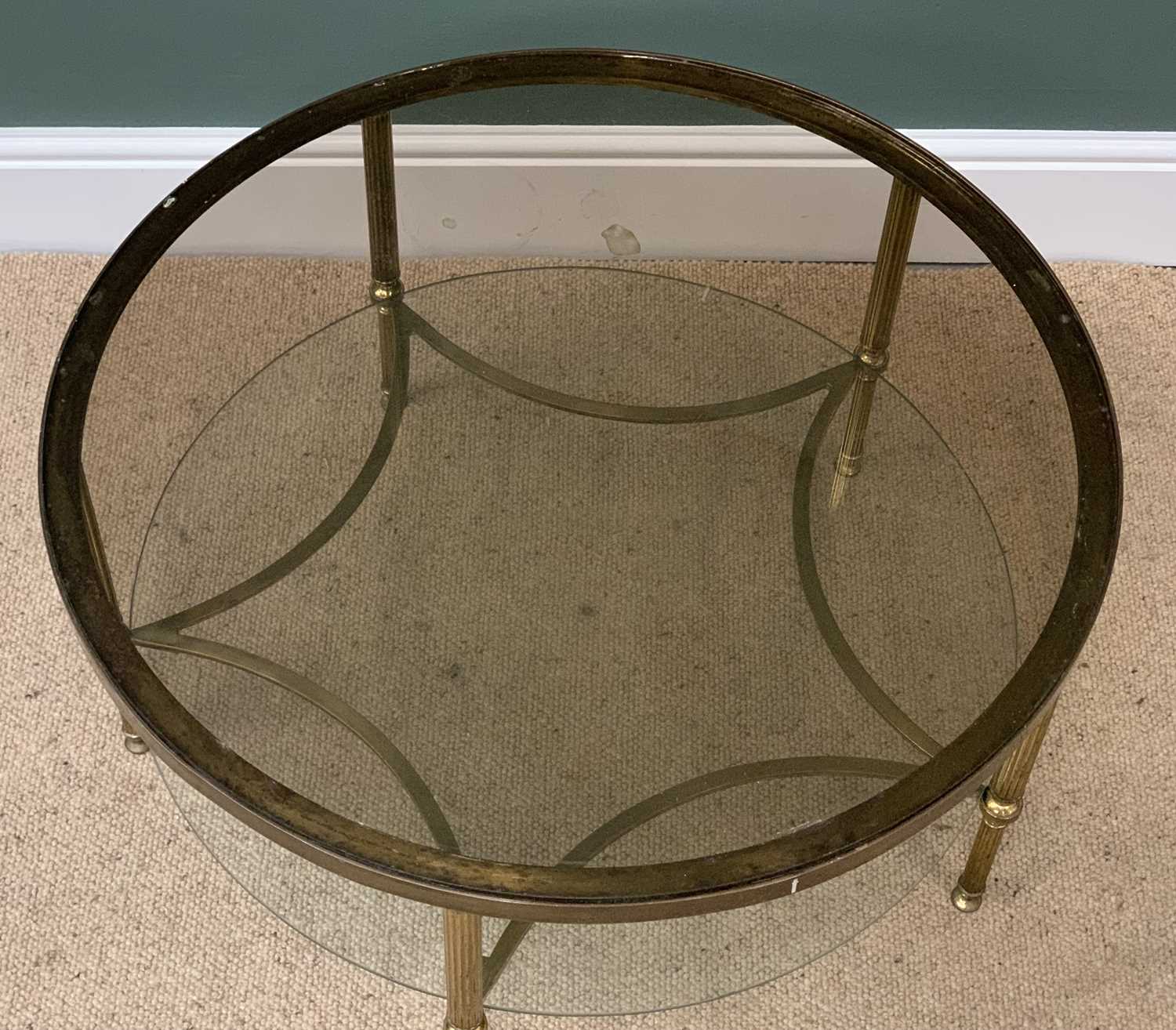 ART DECO STYLE GLASS & METAL CIRCULAR TABLE, 42cms H, 77cms diameter - Image 2 of 2