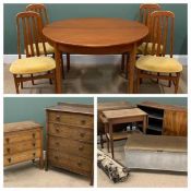 FURNITURE ASSORTMENT to include mid-Century teak type dining table, 77 x 122 x 160cms (open) and