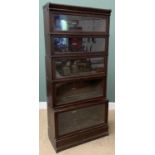 GLOBE WERNICKE STACKING BOOKCASE (five sections, three plus two), 189cms, 86cms W, 37cms D (as