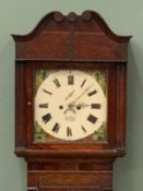 LONGCASE CLOCK - eight day bell strike movement behind a painted dial, John Parry of Tremadog, twin