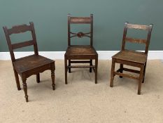 ANTIQUE OAK FARMHOUSE CHAIRS (3) - various sizes