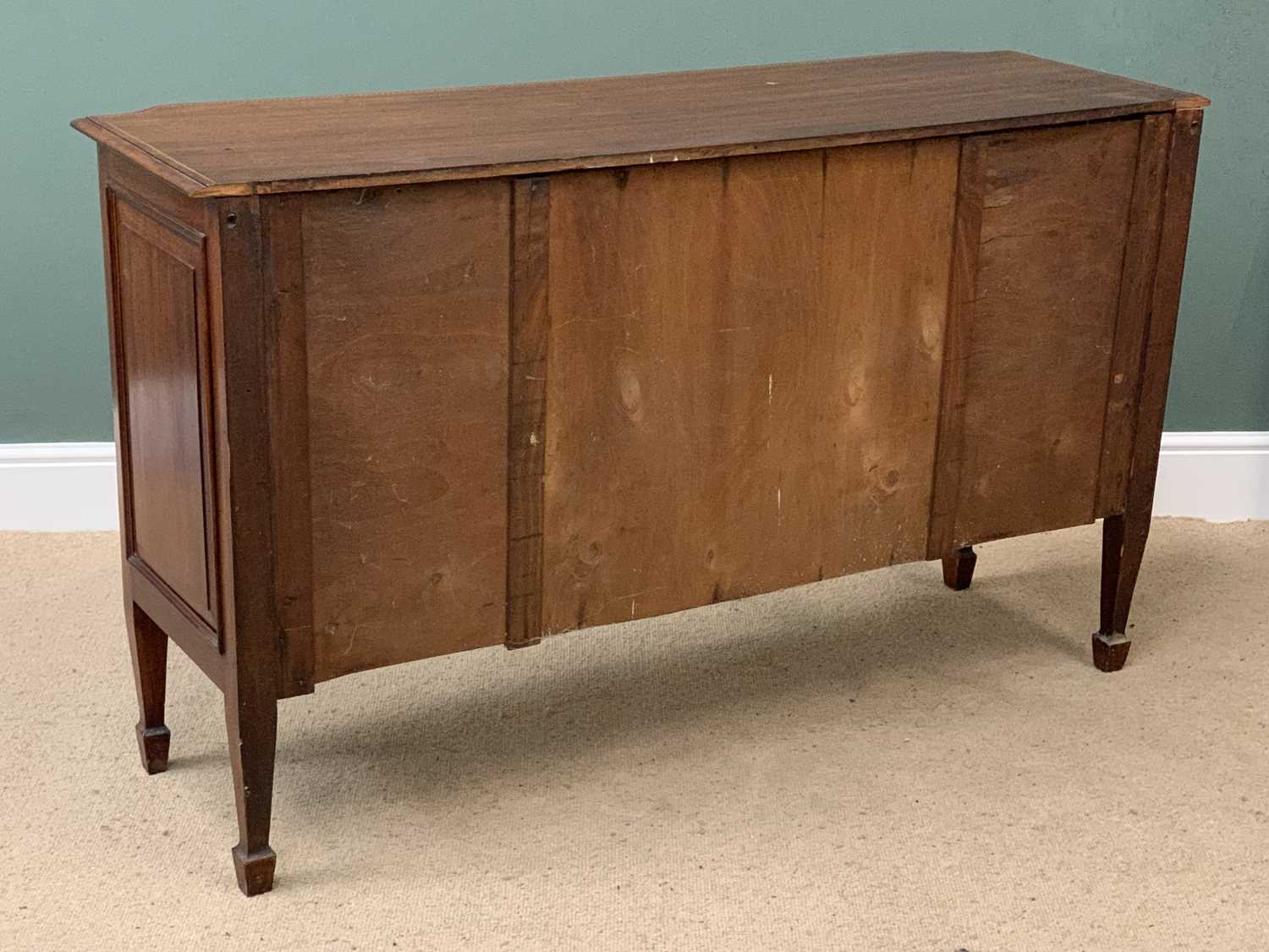 MAHOGANY SIDEBOARD with attractive inlay to the front, having two drawers and two cupboards, on - Image 4 of 4