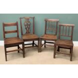 ANTIQUE OAK FARMHOUSE CHAIRS (4), a near pair and two others