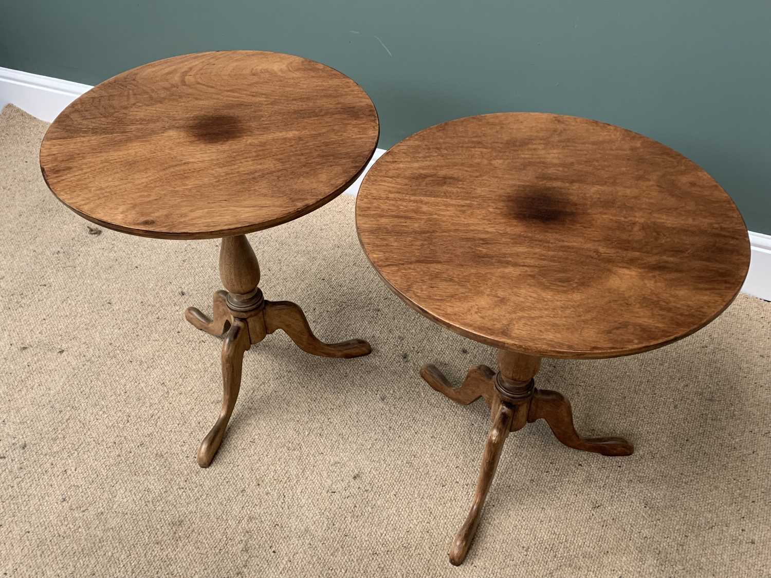 TWO MAHOGANY BIRDCAGE TRIPOD TABLES having circular tops, near pair, 82cms H, 56cms diameter - Image 3 of 3