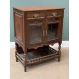 EDWARDIAN SIDE CABINET having two drawers over two glazed cupboard doors and a lower galleried