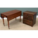 MAHOGANY PEMBROKE TABLE on turned supports with end drawer, 74cms H, 107cms W, 53cms D (101cms D