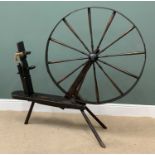 WELSH EARLY PERIOD YARN SPINNING WHEEL 'TROELL', previously on display at The National Trust