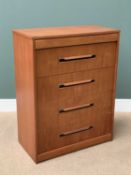 MID CENTURY CHEST of four long drawers and top secret drawer, 110cms H, 84cms W, 44cms D