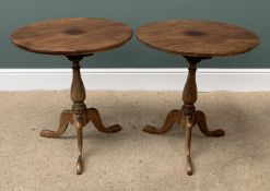 TWO MAHOGANY BIRDCAGE TRIPOD TABLES having circular tops, near pair, 82cms H, 56cms diameter