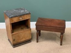 FURNITURE ASSORTMENT (2) - a marble topped bedside cabinet, 66cms H, 41cms W, 34cms D and a commode,
