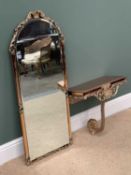 ROCCOCO STYLE PIER MIRROR, 113 x 46cms & SHELF COMBINATION, 50cms H, 47cms W, 28cms D