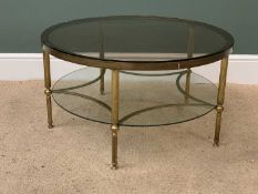 ART DECO STYLE GLASS & METAL CIRCULAR TABLE, 42cms H, 77cms diameter