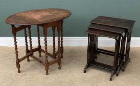 FURNITURE ASSORTMENT (2) - polished oak barley twist gate leg occasional table, 72cms H, 36cms W (