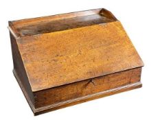 ANTIQUE OAK BIBLE BOX - with three quarter top rail, 27cms H, 50cms W, 36.5cms D