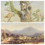 B L GREGORY RCA watercolour - North Wales landscape, signed and with title label verso 'Lockwood's