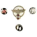 GERMAN THIRD REICH HITLER YOUTH & SS BADGES - a group of four to include a 1944 enamelled Reichs