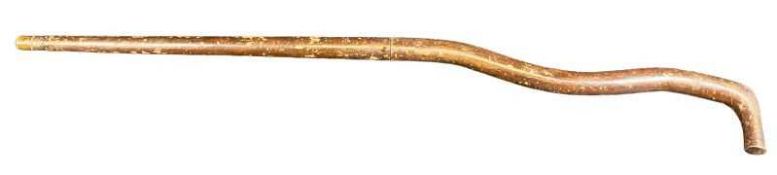 19TH CENTURY BREECH LOADING WALKING STICK AIR RIFLE - in natural wood effect, barrel length 46cms,