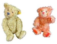 STEIFF BUTTON IN EAR TEDDY BEARS (2) to include Teddy Feuer in pink fur, No 01069 to a white tag