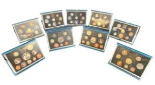 ROYAL MINT UNITED KINGDOM PROOF COIN COLLECTION SETS (9) - all cased with certificates and outer