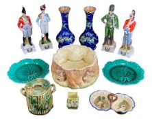 MIXED POTTERY & PORCELAIN COLLECTABLES - to include a pair of lustre dragon decorated Corona ware