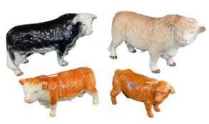 MELBAWARE, COOPERCRAFT & OTHER POTTERY BULLS (4) - 25cms H, 41cms L the largest