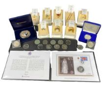ROYAL MINT & OTHER SILVER PROOF COINS and an eight box group of miniature Crown Jewel collection,