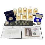 ROYAL MINT & OTHER SILVER PROOF COINS and an eight box group of miniature Crown Jewel collection,