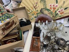 ECLECTIC PARCEL - to include EPNS, lustre chandelier, framed porcelain plaques, a quantity of