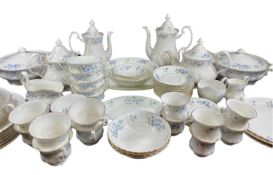 TEA & DINNERWARE - an extensive suite of floral decorated 'Richmond Blue Rock', approximately 80
