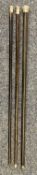 HALLMARKED SILVER TOP WALKING CANES (2) & ONE OTHER - London hallmarks, 92cms L the longest having a