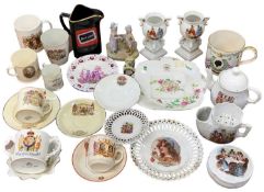 MIXED CABINET PORCELAIN & COLLECTABLES including Welsh Lady transfer decorated ware, Wedgwood