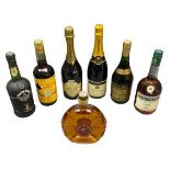 BOTTLED BRANDY & CHAMPAGNE (7) - Napoleon Le Castenier, Pedro Domecq Carlos III Brandy, Three