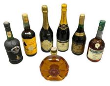 BOTTLED BRANDY & CHAMPAGNE (7) - Napoleon Le Castenier, Pedro Domecq Carlos III Brandy, Three