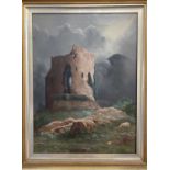 THOMAS FINCHETT oil on canvas - Dolbadarn Castle, signed, 60 x 44cms