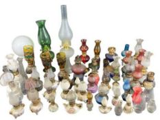 OIL & PARAFFIN LAMPS - an assortment and various shades including miniature examples