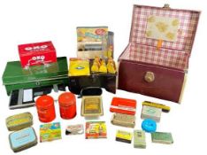 ADVERTISING TINS & BOXES - a mixed collection along with a vintage vanity case, tin strong boxes and