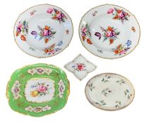 EARLY & LATER DERBY CABINET PORCELAIN to include a pair of hand painted bowls, 25.5cms diameter,