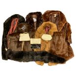 VINTAGE FUR COATS, stoles and beadwork bags, ETC including four waist length jackets, full length