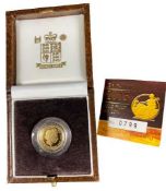 ROYAL MINT BRITANNIA 2005 GOLD PROOF TEN POUND COIN - boxed with certificate, 3.5grms approximately