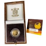 ROYAL MINT BRITANNIA 2005 GOLD PROOF TEN POUND COIN - boxed with certificate, 3.5grms approximately