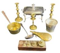 EPNS & MIXED BRASS METALWARE GROUP - to include a Regency style lidded food warmer, brass