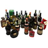 BOTTLED TABLE DRINKS, LIQUEURS & WINES, 26 BOTTLES - to include boxed Croft Original Sherry, Lambs